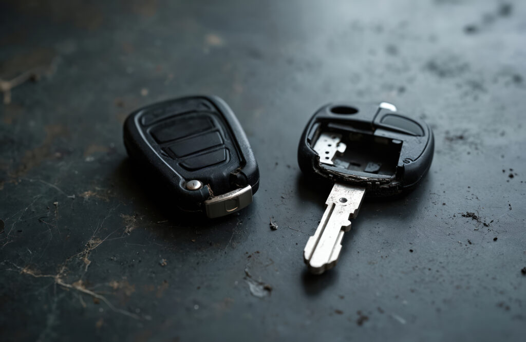 Car key in ignition barrel, UK vehicle